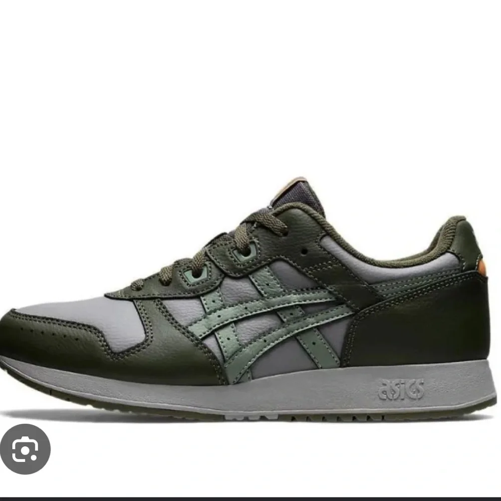 ASICS Green and Gray Low-Top Sneakers with Orange Logo Accent